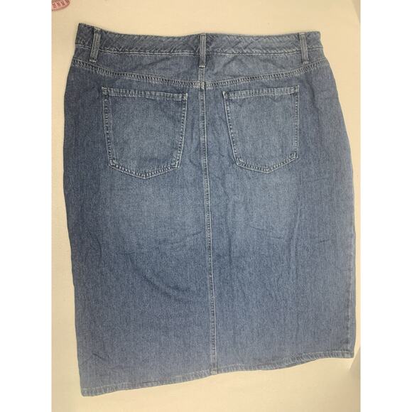 18W Terra And Sky Modest Denim Skirt Womens 5 Pocket Front Slit Jean Skirt 28" - Picture 1 of 12